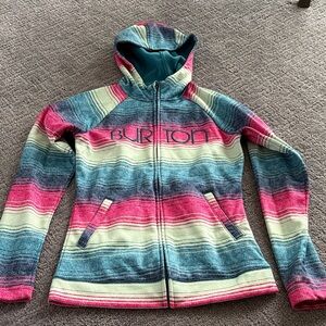 Burton Women's Striped Hooded Zip Jacket in Teal, Pink & Cream